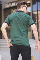 Madmext Dark Green Knitwear Mens  Short Sleeve Polo