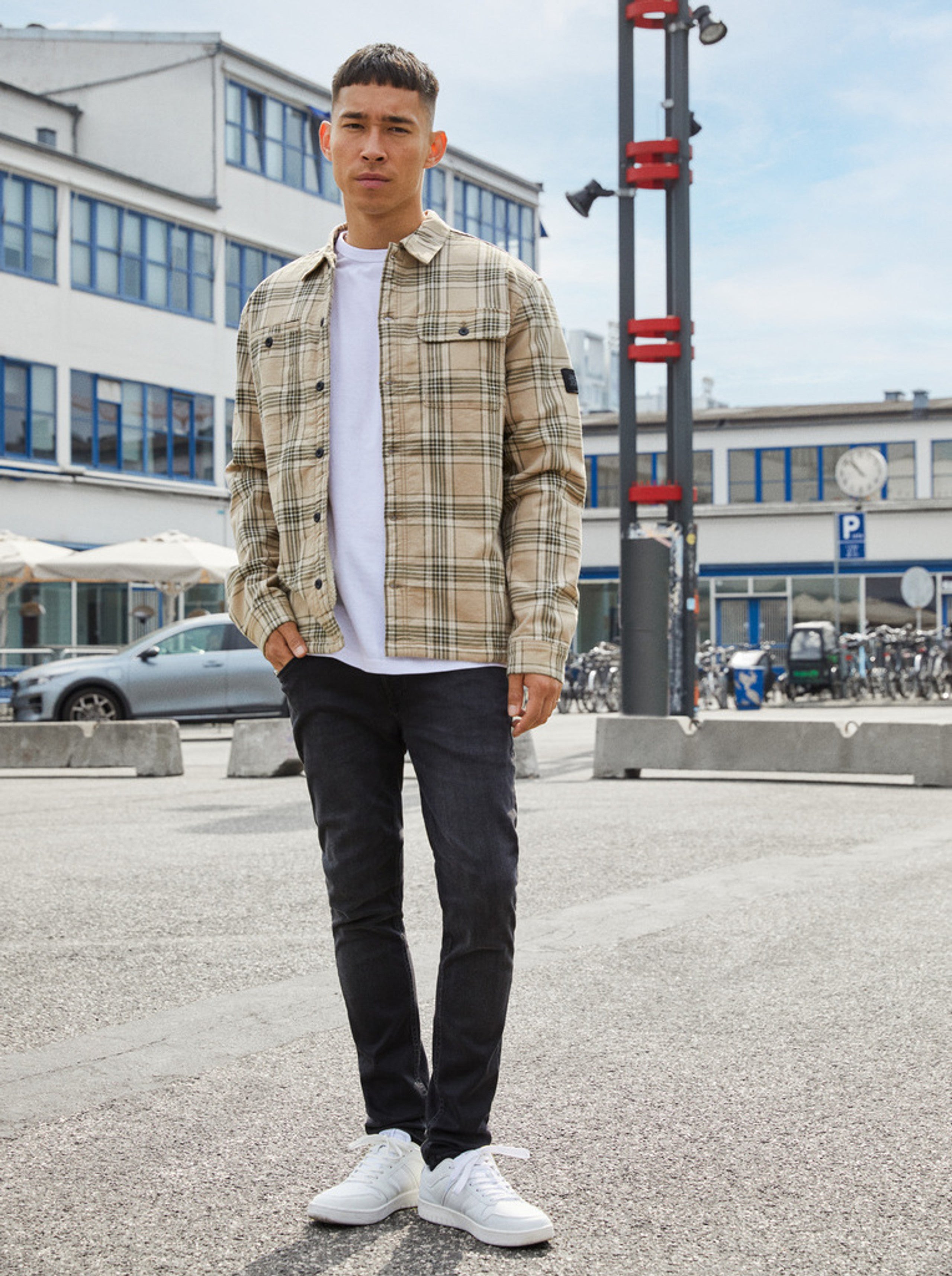 Wholesale,Jack & Jones, Jack & Jones Tan/Olive Plaid Sherpa Shacket, Tan, Large-47-TagL