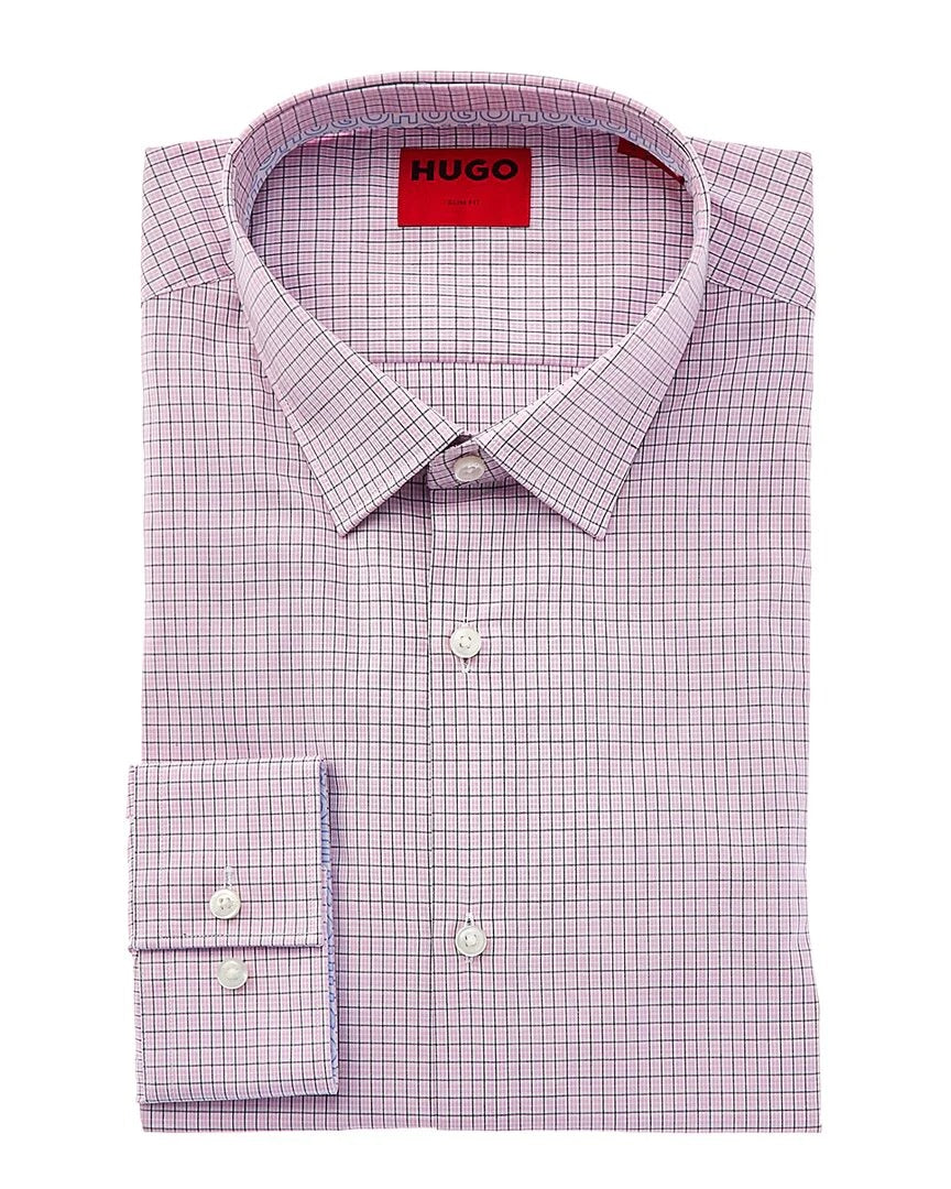 Other,Hugo Boss, Hugo Boss Pink Check Slim Fit Long Sleeve Dress Shirt, Pink, Small-41-Tag16Medium-42-Tag16.5
