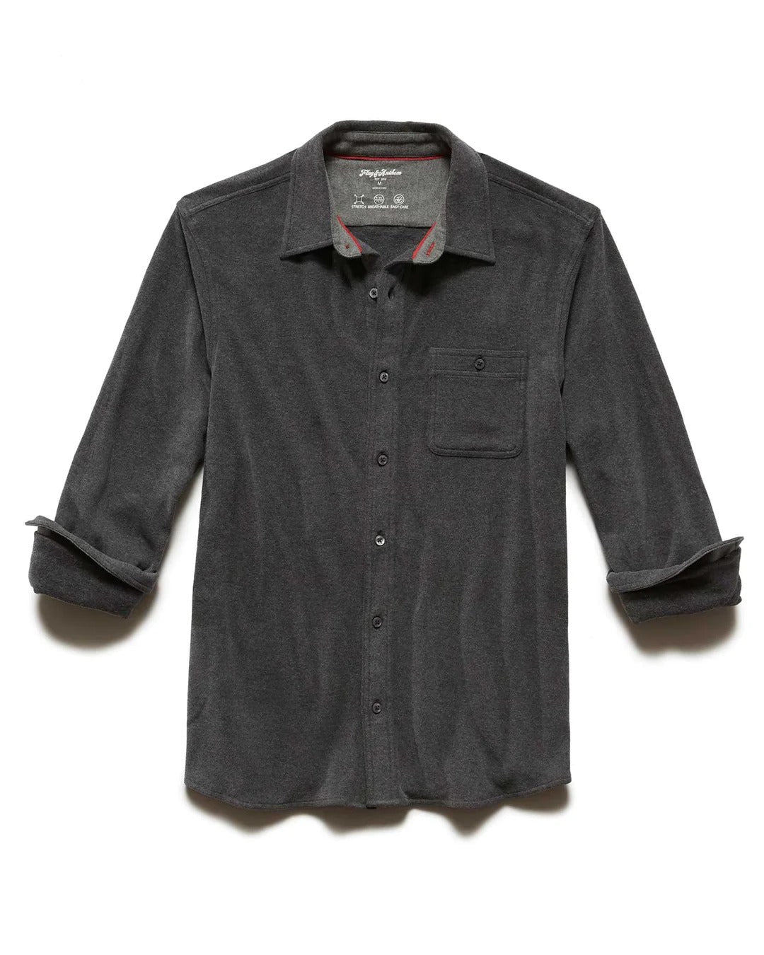 Wholesale,Flag & Anthem, Flag & Anthem Charcoal Knit Performance Flannel Shirt, Grey, Small-39-TagS