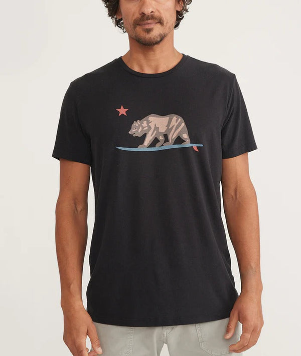 Marine Layer Black Re-Spun Surfing Bear Graphic Tee