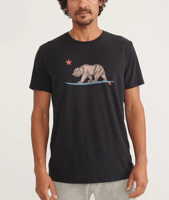 Marine Layer Black Re-Spun Surfing Bear Graphic Tee