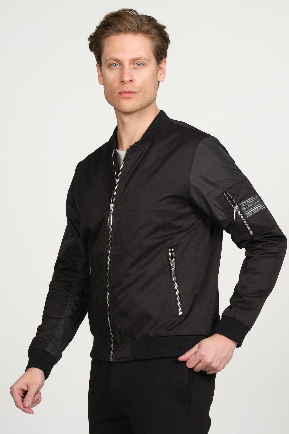 Faire,RNT 23, RNT 23 Black Bomber Jacket, Black, Large-47-TagXL