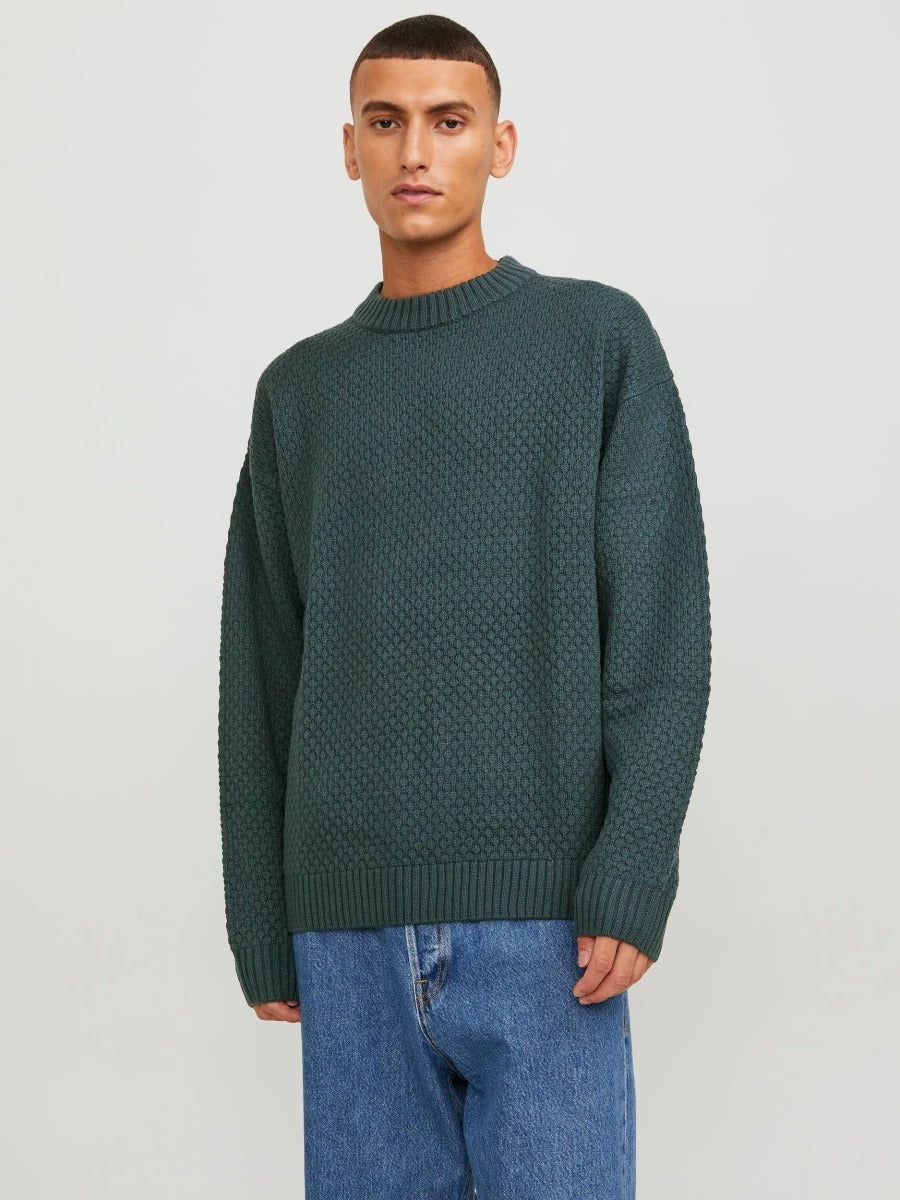 Wholesale,Jack & Jones, Jack & Jones Forest Green Knit Crewneck Sweater, Green, Small-40-TagSMedium-44-TagMMedium-42-TagMLarge-45-TagLExtra Large-47-TagXLExtra Extra Large-49-TagXXL
