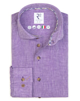 R2 Amsterdam Light Purple Linen Long Sleeve Shirt