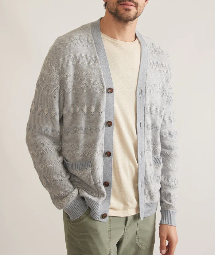 Marine Layer Light Blue Heather Stephen Textured Cardigan