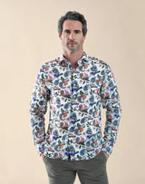 R2 Amsterdam Multi Classic Beach-buggy Paisley Print Linen Shirt