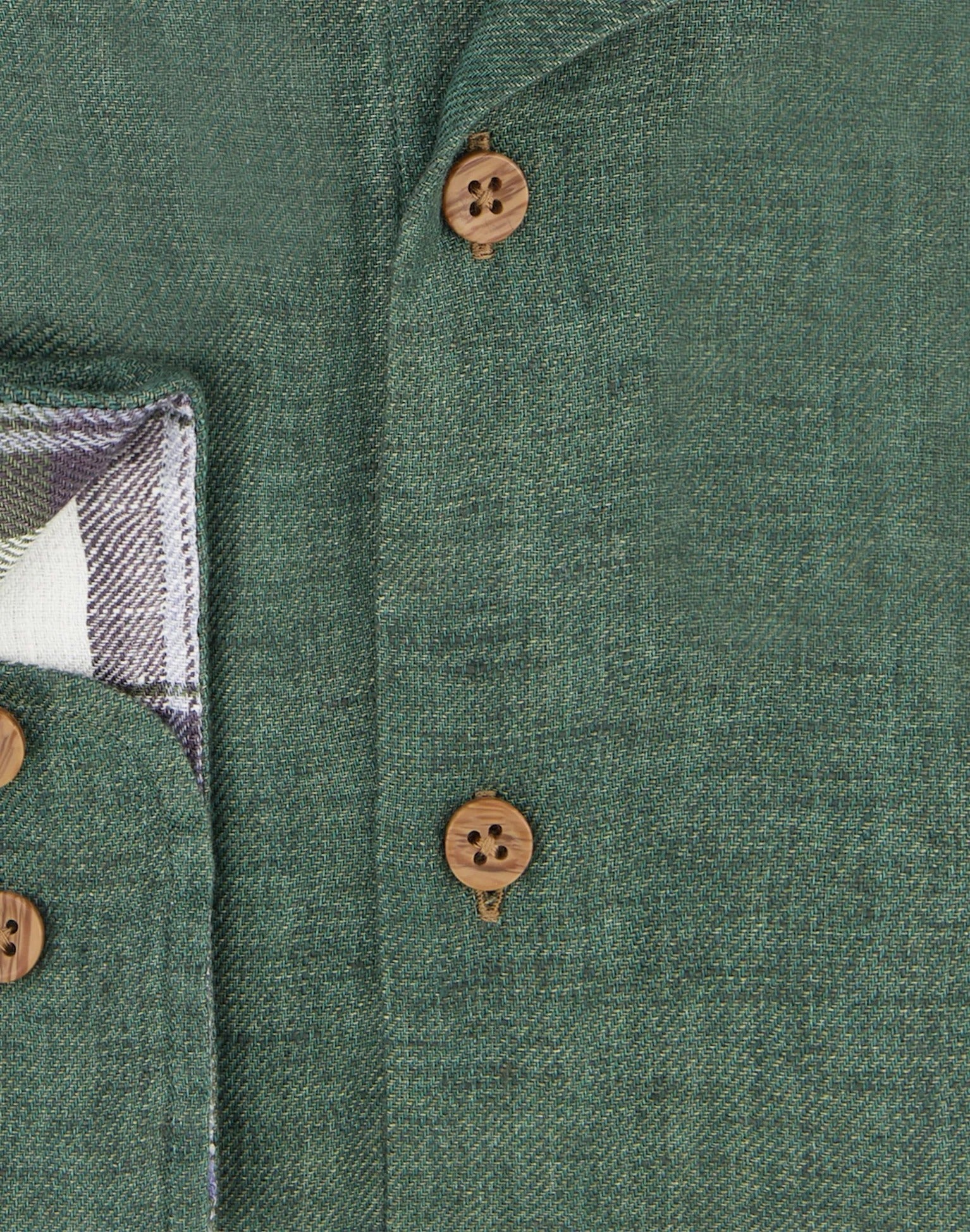 Brand Partner,R2 Amsterdam, R2 Amsterdam Dark Green Linen Long Sleeve Shirt with Checkered contrast, Green, Large-46-Tag42