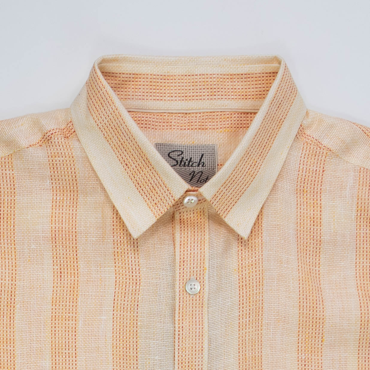 Brand Partner,Stitch Note, Stitch Note Orange Yarn Dyed Stripe The Redford Wide Interwoven Shirt, Orange, Large-45-TagLExtra Large-47-TagXLExtra Extra Large-49-TagXXLMedium-43-TagMSmall-41-TagS