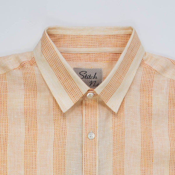 Stitch Note Orange Yarn Dyed Stripe The Redford Wide Interwoven Shirt