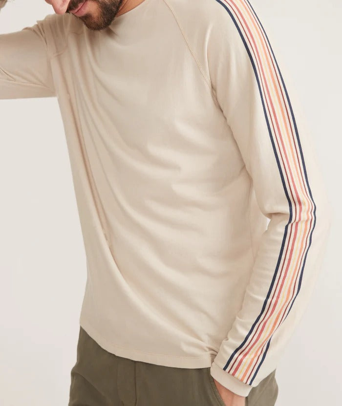 Wholesale,Marine Layer, Marine Layer Cream Long Sleeve Stripe Tee, Cream, Extra Large-49-TagXL
