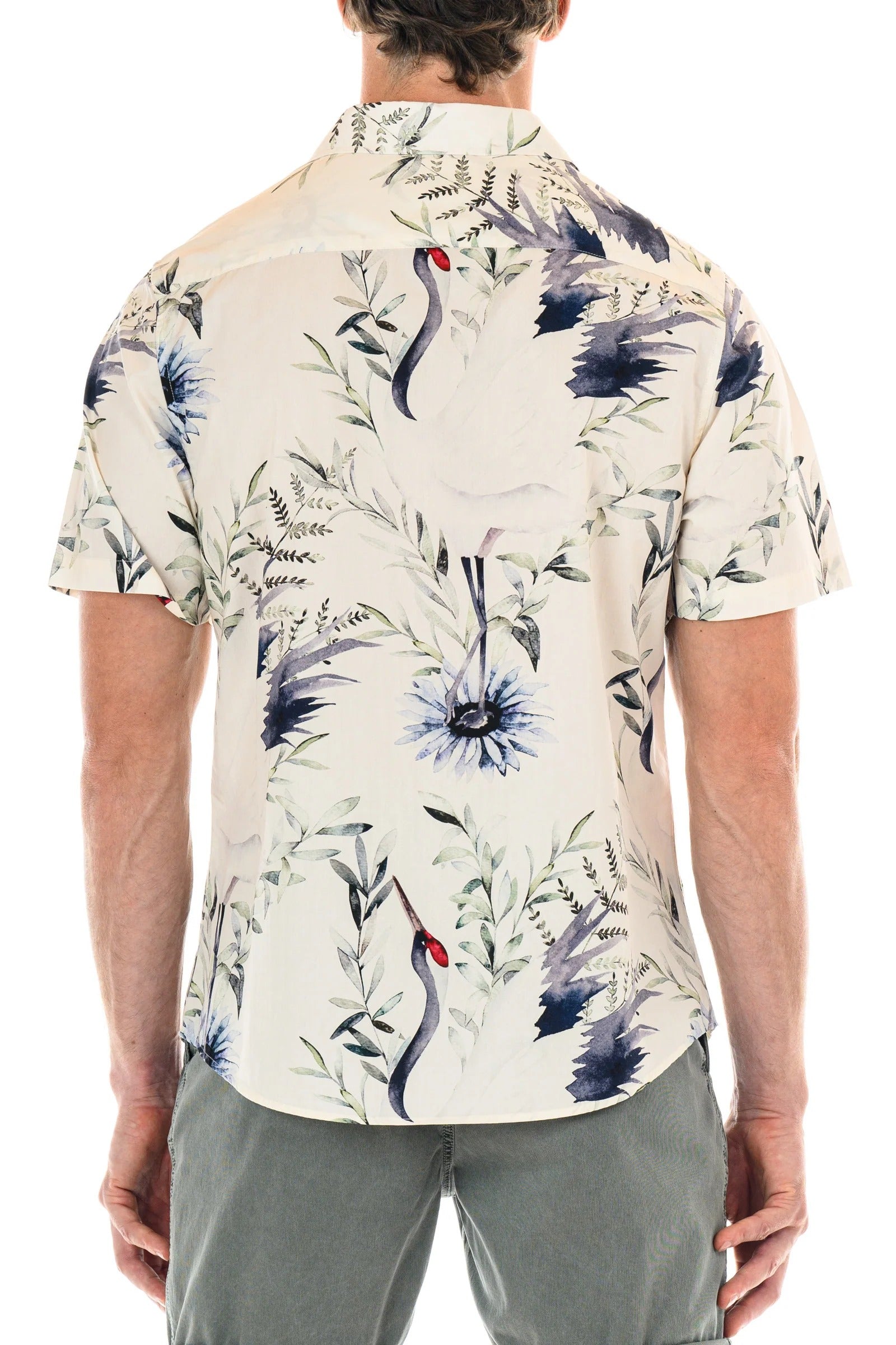 Wholesale,Original Paperbacks, Original Paperbacks White/Green Floral Print Florence Shirt, White, Extra Extra Large-49-TagXXL