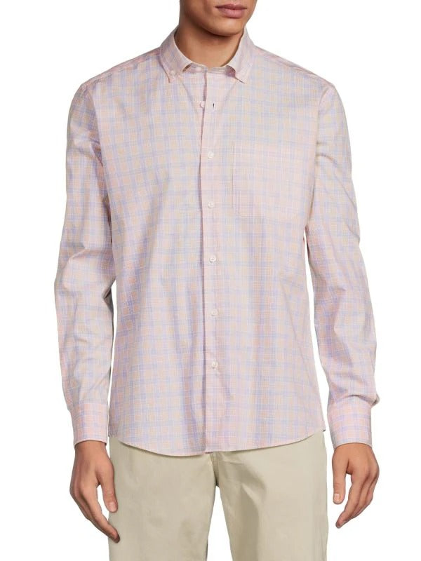 Other,Scott Barber, Scott Barber Khaki/Grey Plaid Button Down Collar Shirt, Tan, Medium-42-TagMLarge-46-TagL