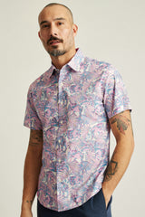 Bonobos Pink/White Riviera Slim Short Sleeve Shirt