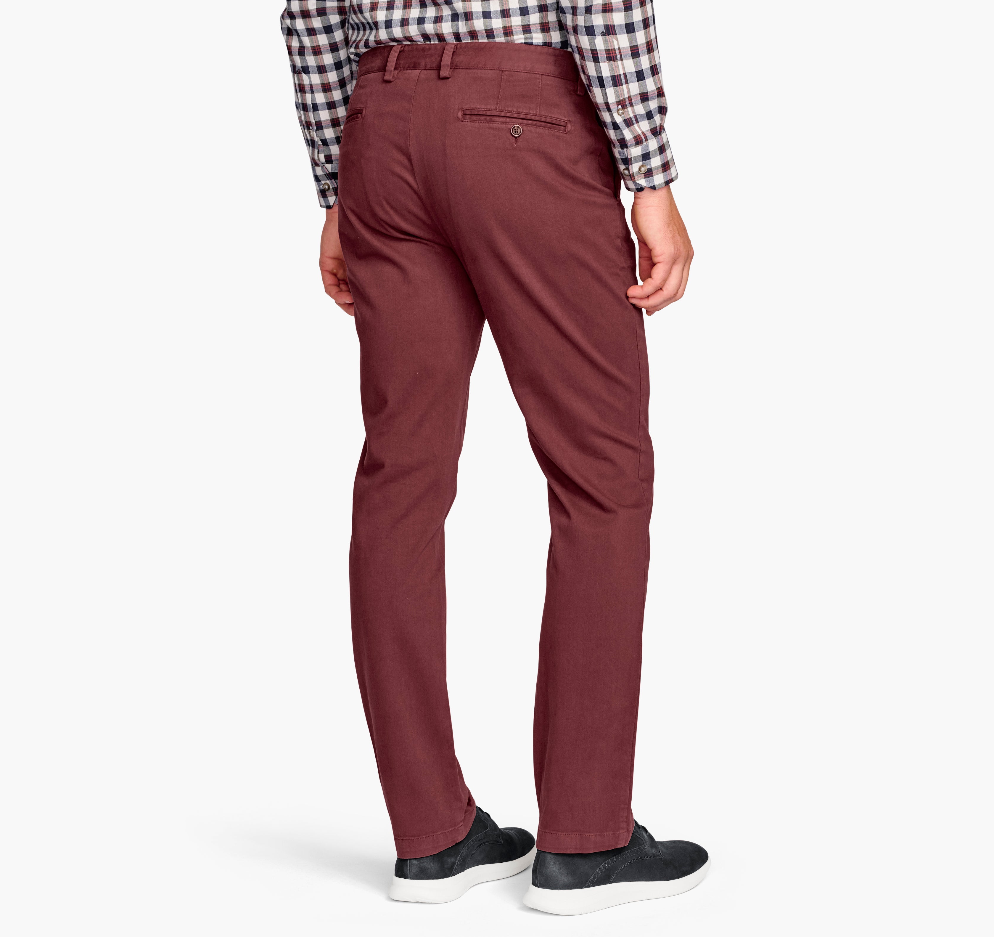 Wholesale,Johnston & Murphy, Johnston & Murphy Maroon Washed Straight Leg Chino, Red, 36W-32L-Tag36
