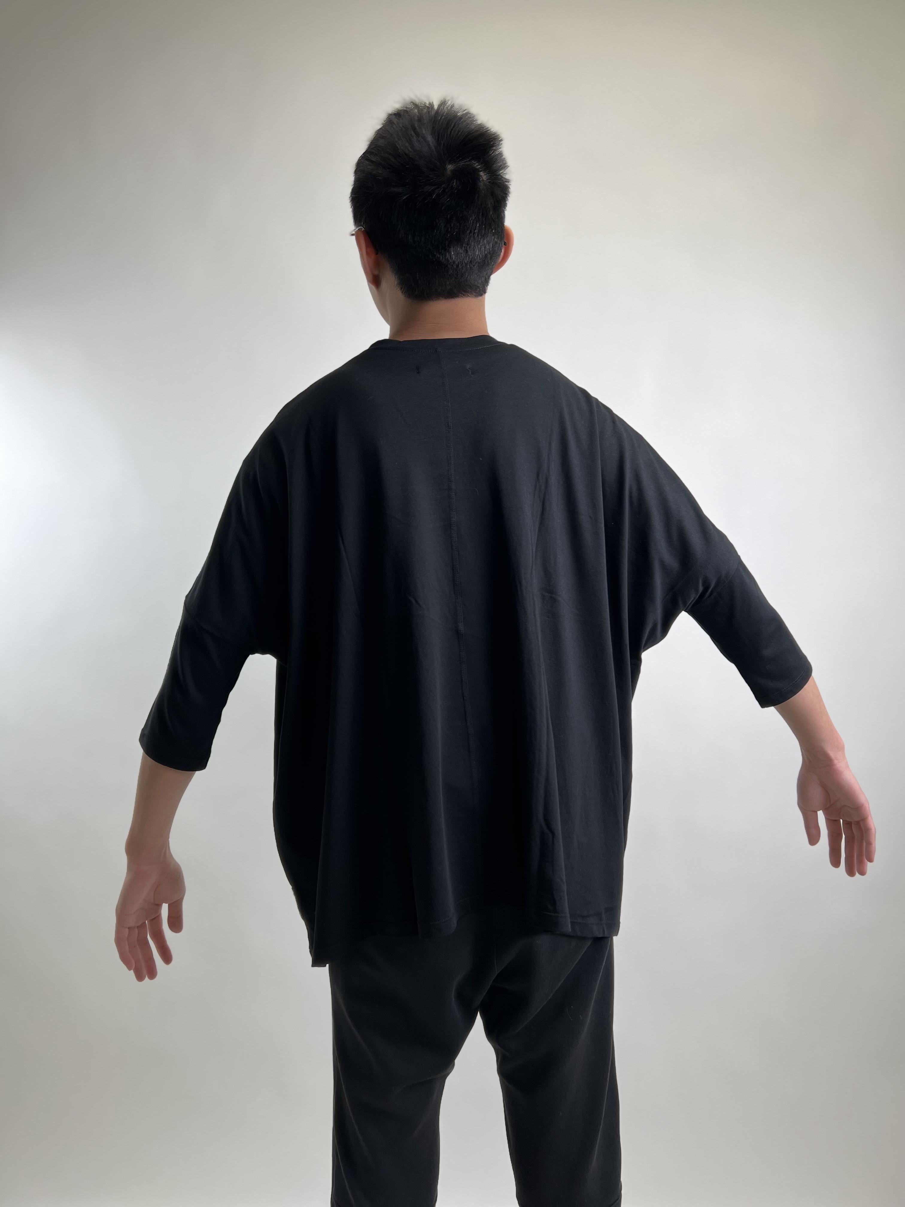 Wholesale,Reesedeluca, Reese De Luca Black Drop Shoulder Elbow Length Sleeve T-Shirt, Black, Extra Extra Large-58-TagXS