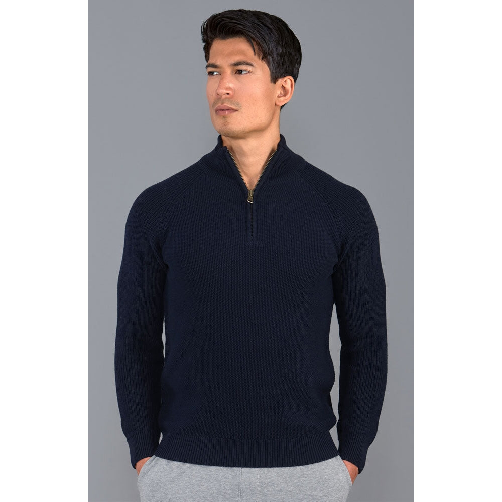 Faire,Paul James, Paul James Navy Midweight Half Zip Sweater, Blue, Extra Large-50-TagXL
