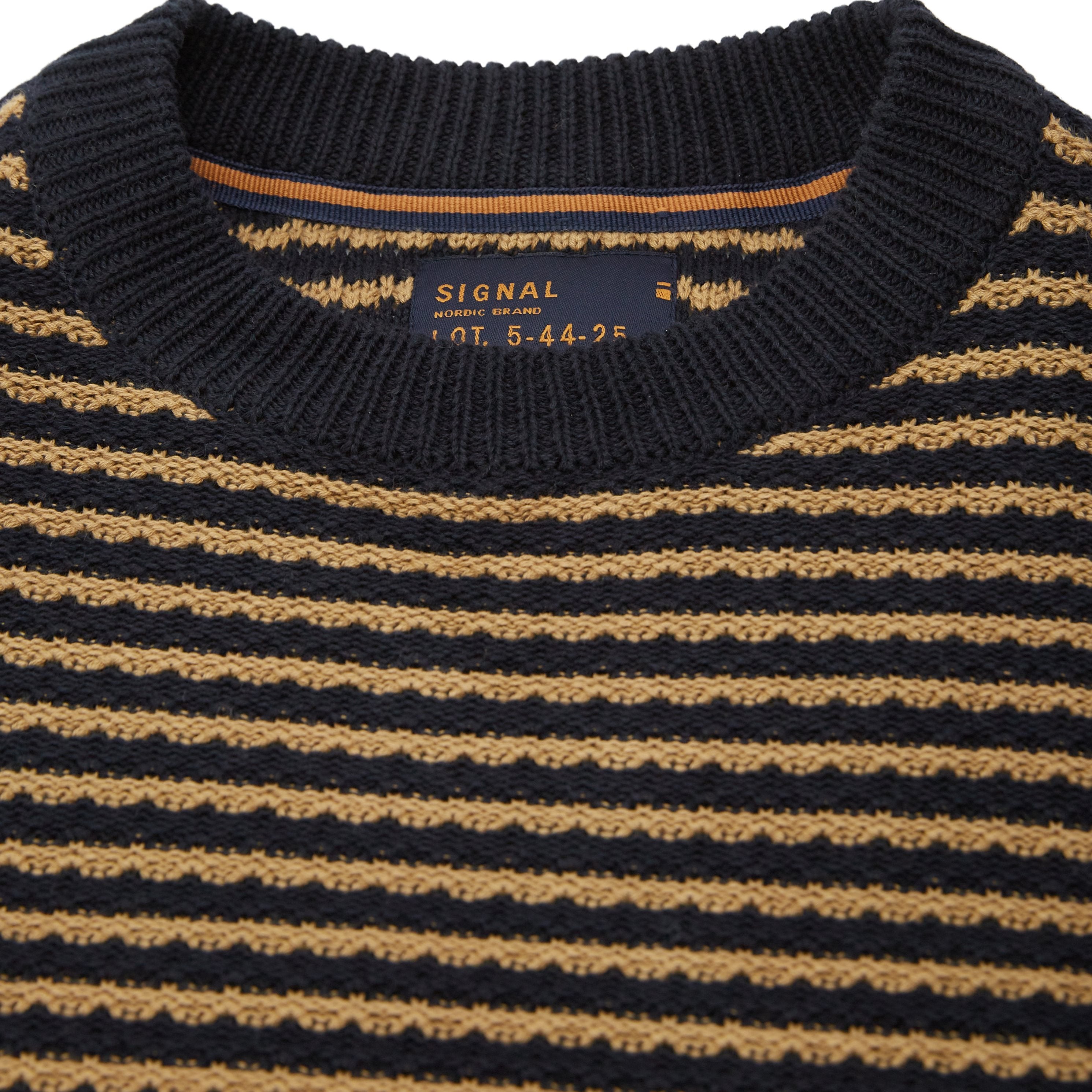 Faire,Signal Clothing, Signal Clothing Navy/Tan Stripe Cotton Sweater, Tan, Large-44-TagL