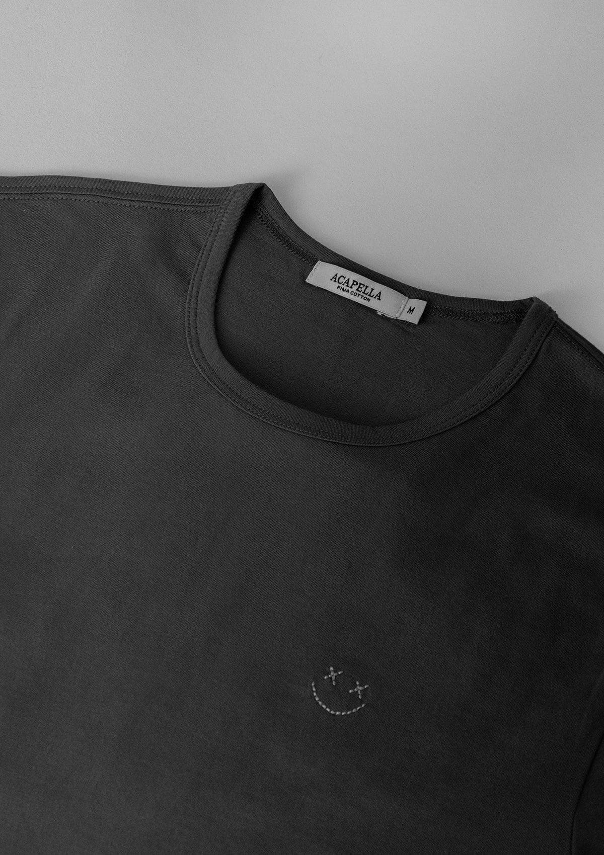 Brand Partner,Acapella, Acapella Black Pima Smiley Tee, Black, Small-38-TagSMedium-40-TagMLarge-43-TagLExtra Large-46-TagXL