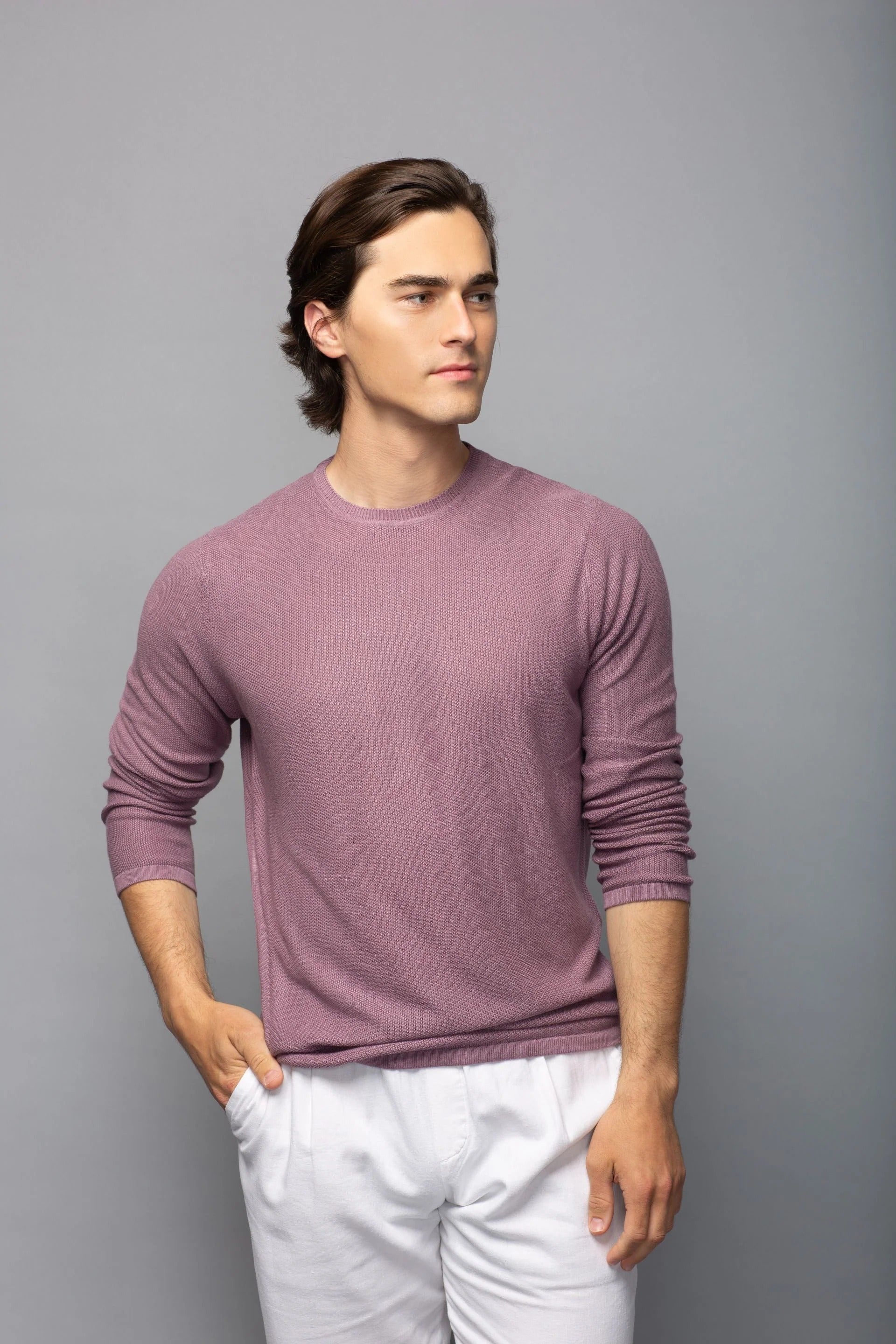 Brand Partner,Stitch Note, Stitch Note Mauve 100% Bamboo Crewneck Knit Sweater, Purple, Extra Extra Large-48-TagXXL