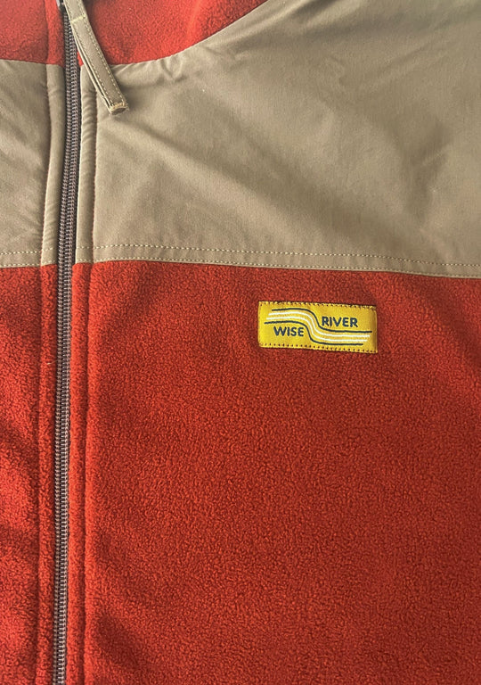 Brand Partner,Wise River, Wise River Rust/Tan Full Zip Fleece Jacket, Red, Small-40-TagS
