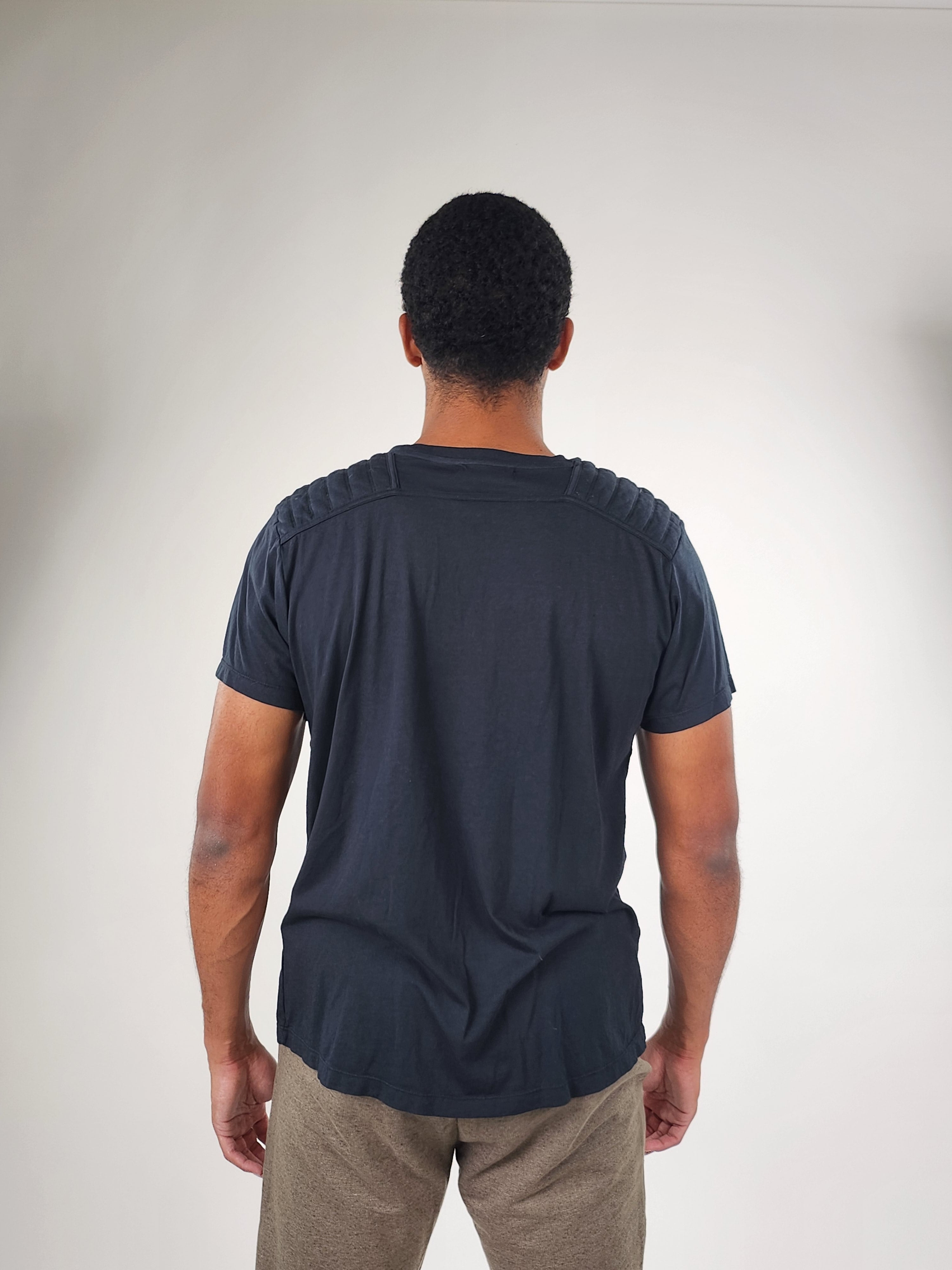 Wholesale,Reesedeluca, Reese De Luca Navy Short Sleeve Padded Shoulder T-Shirt, Blue, Medium-43-TagM