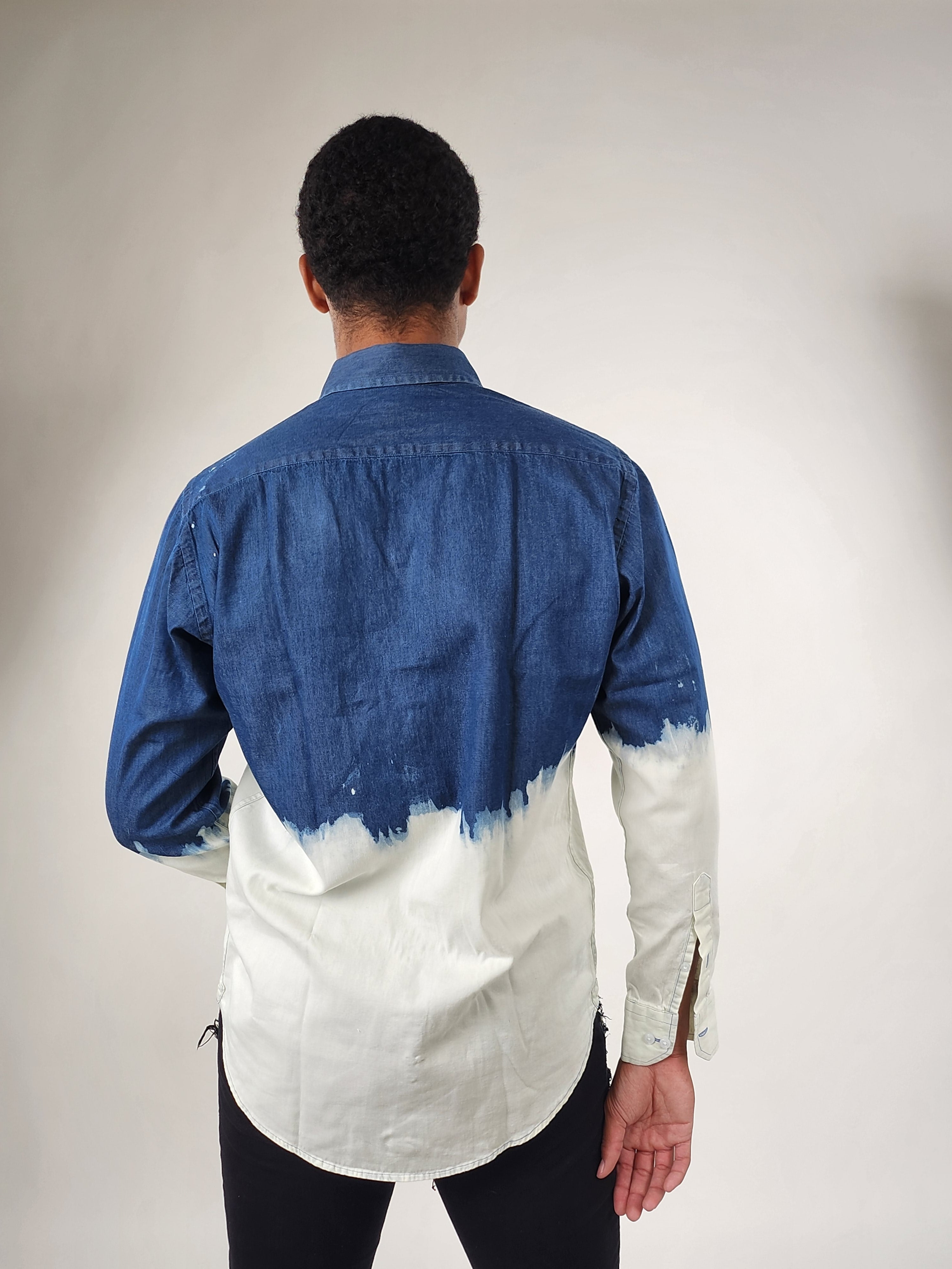 Wholesale,Brisk, Brisk Dark Wash Dip Denim Shirt, Blue, Medium-44-Tag15