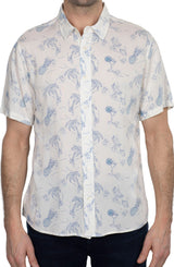 Slate & Stone White Tropical Print Short Sleeve Button Up Shirt