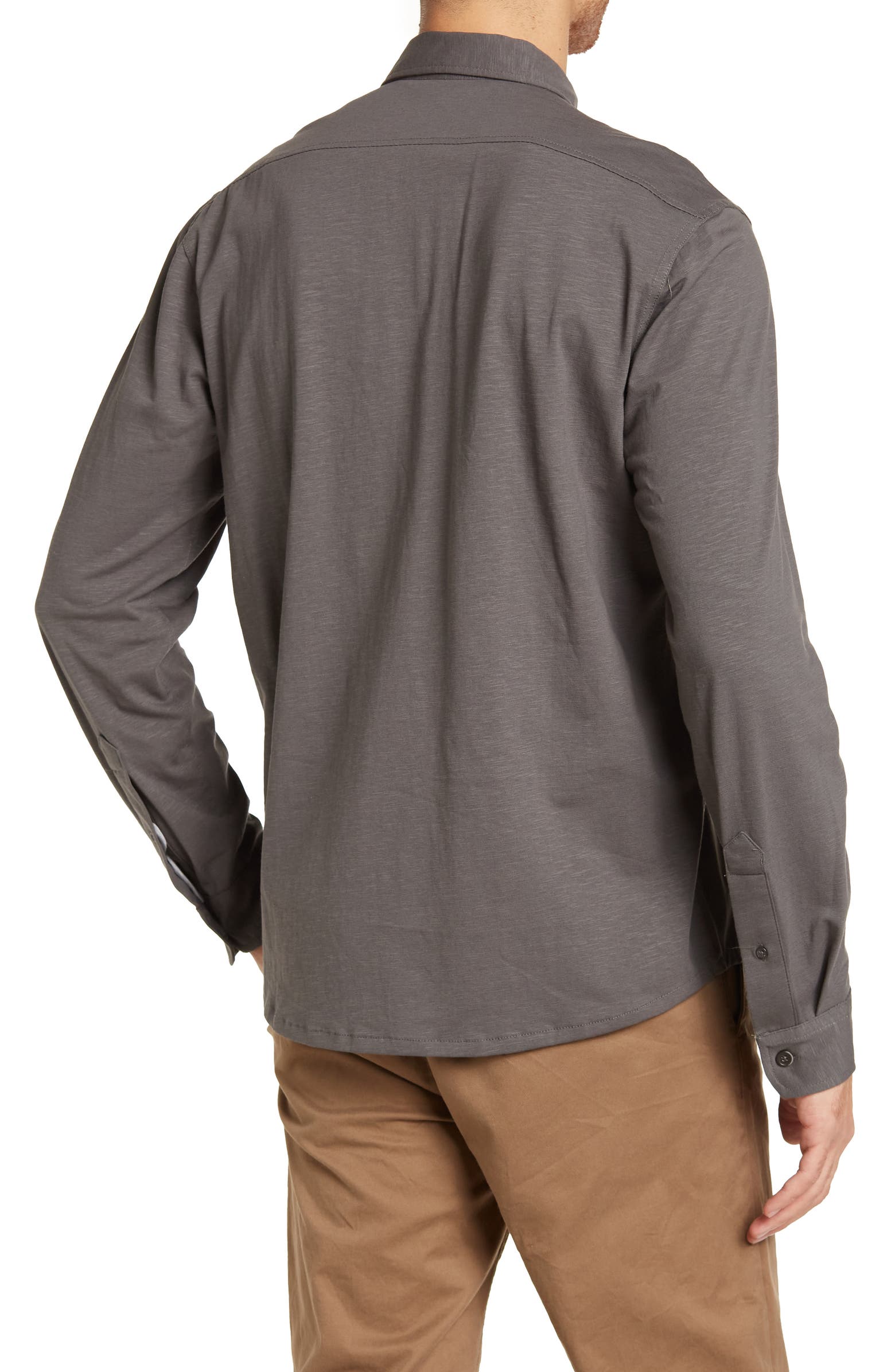 Nordstrom Rack,Tailor Vintage, TAILOR VINTAGE Grey Knit Long Sleeve Button Up, Grey, Small-38-TagS