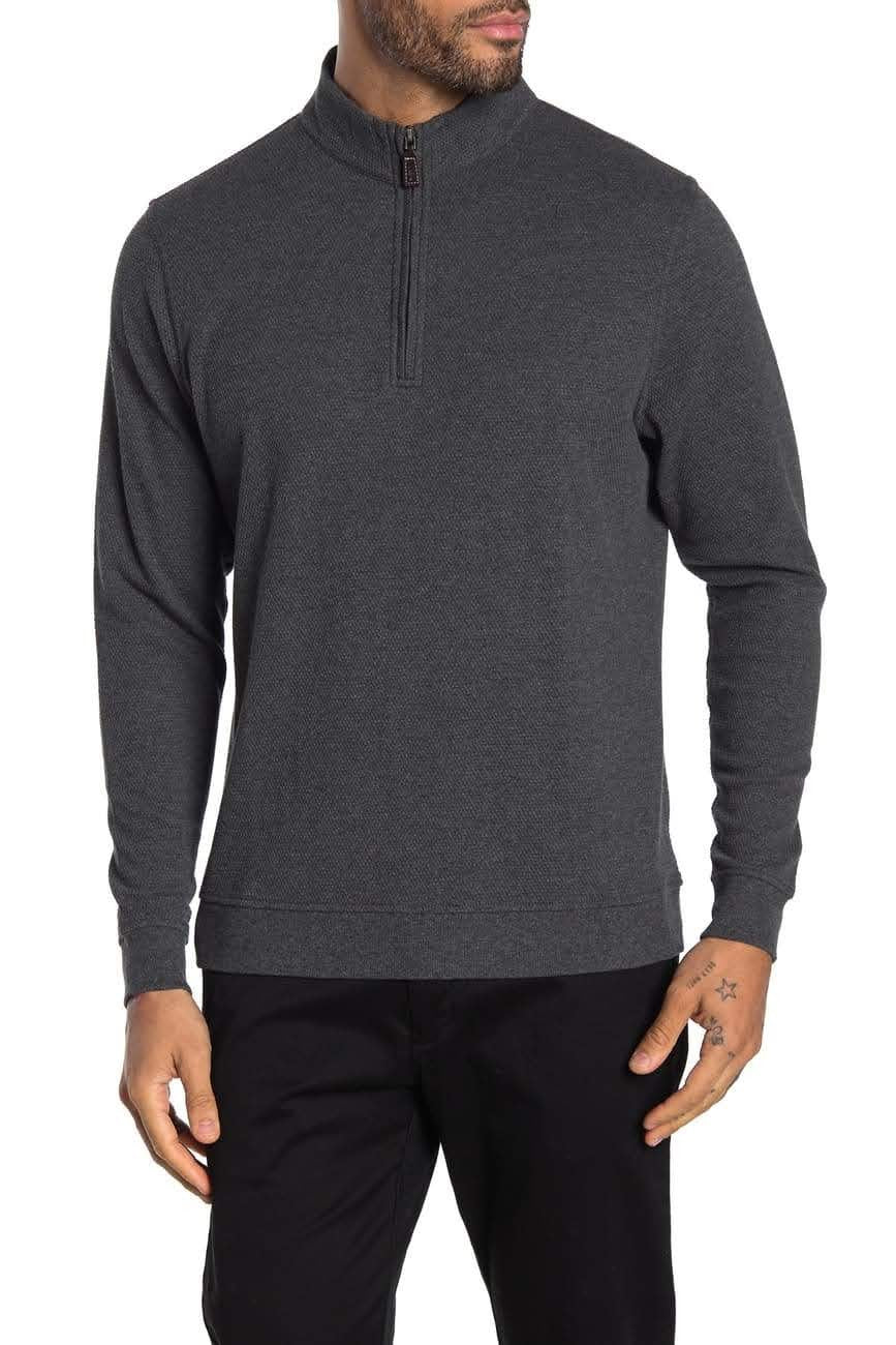 Nordstrom Rack,TailorByrd, TailorByrd Charcoal Textured Knit Quarter Zip Sweatshirt, Grey, Medium-42-TagM