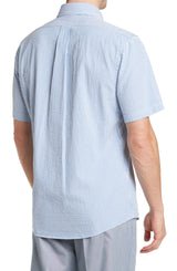 Brooks Brother Blue Seersucker Short Sleeve Button Up Shirt