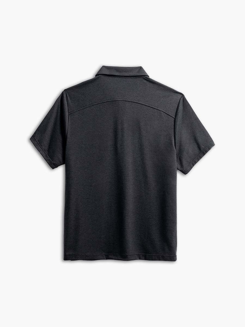 Ministry of Supply Black Short Sleeve Zip Polo