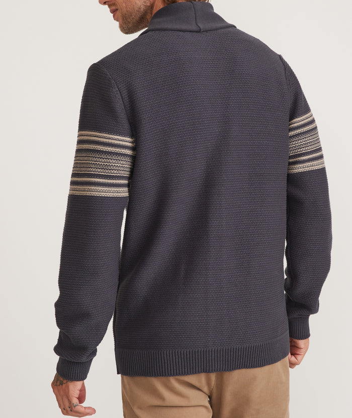 Marine Layer Blue w/Stripe Cotton Shawl Cardigan