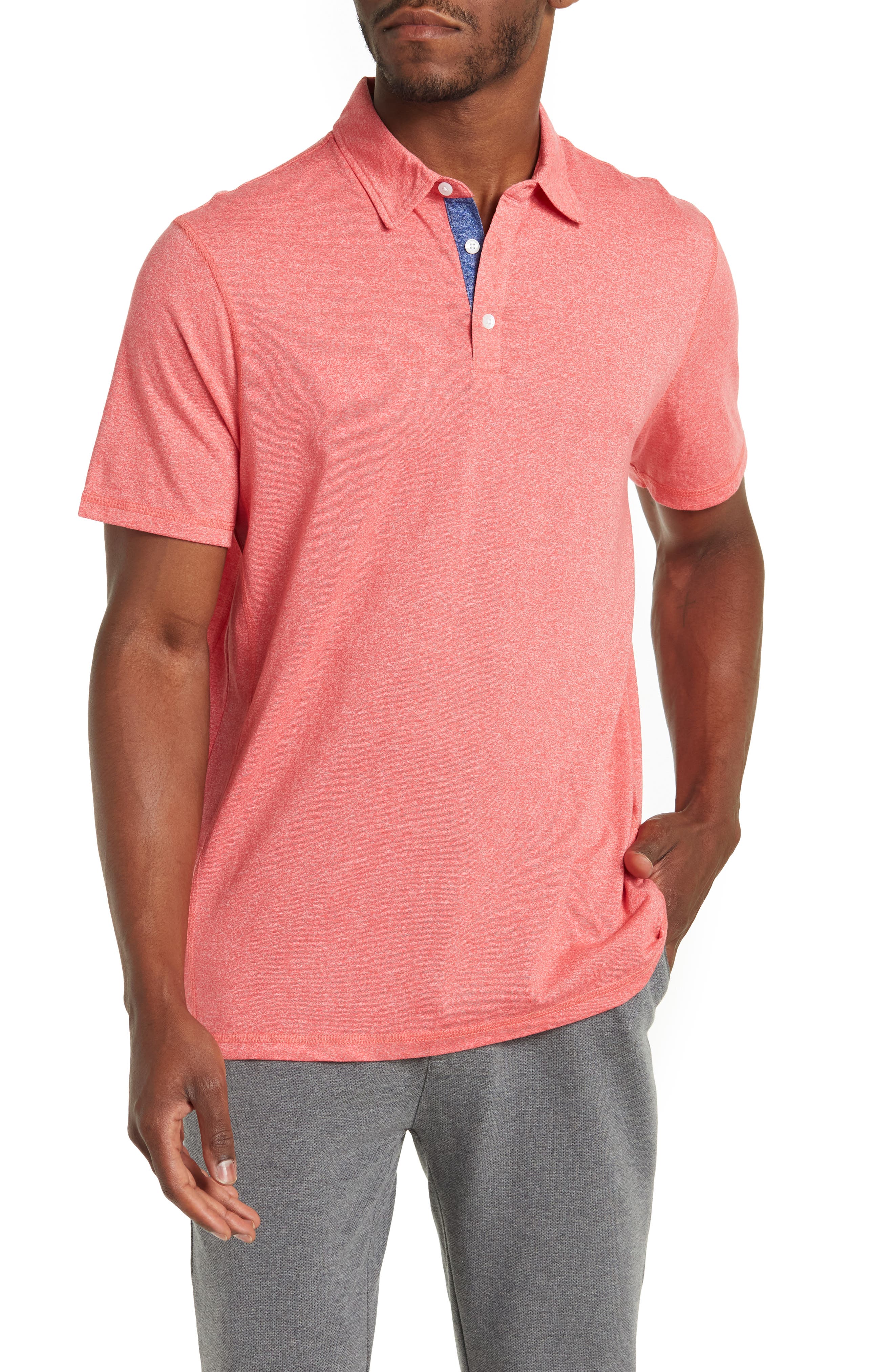 Nordstrom Rack, English Laundry Red Heather Performance Polo, Red, Medium-43-TagMLarge-46-TagL