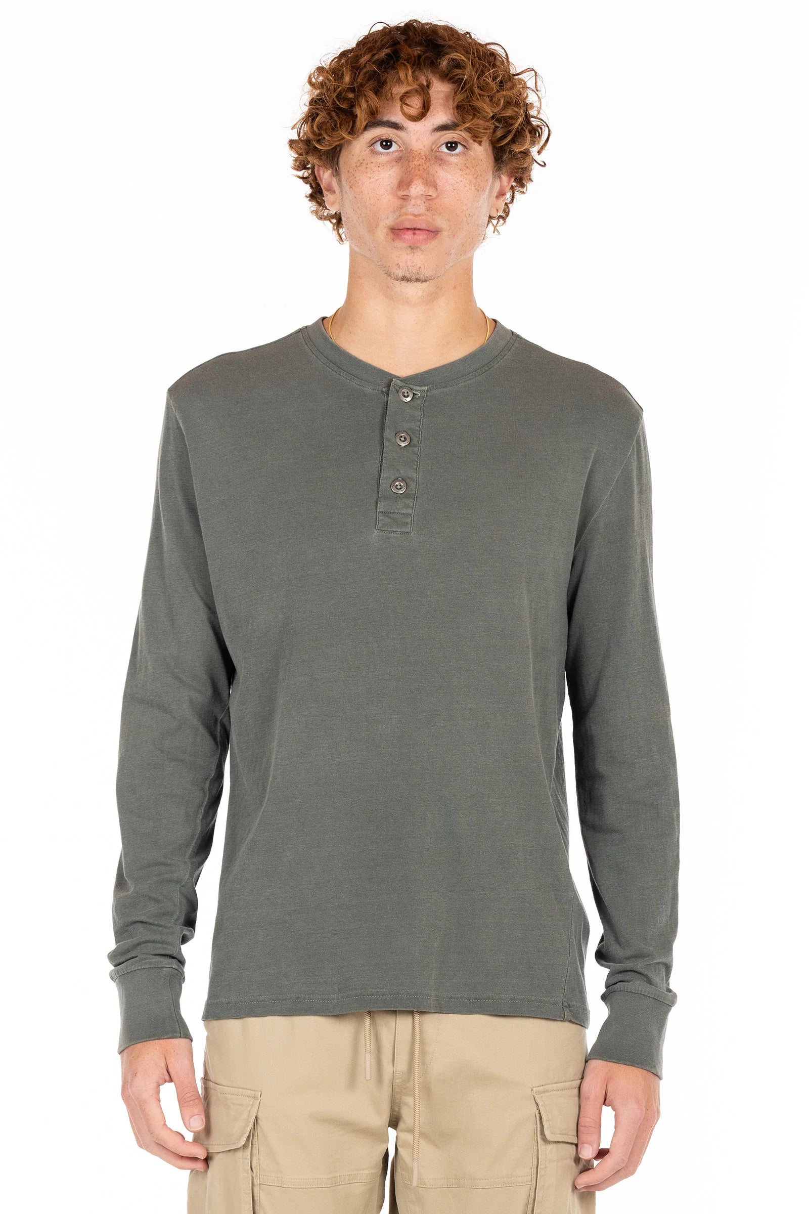 Wholesale,Original Paperbacks, Original Paperbacks Pine Green LS Henley, Green, Large-43-TagL