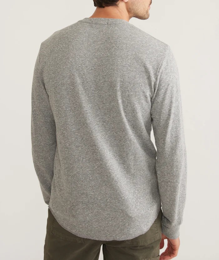 Wholesale,Marine Layer, Marine Layer Heather Grey Long Sleeve Double Knit Henley, Grey, Large-44-TagL