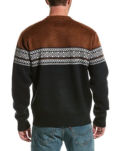 Point Zero Rust/Navy Tribal Print Crewneck Sweater