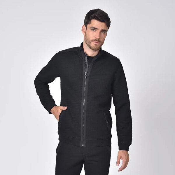 Eight X Black Quilted Mock Neck Zip Up Jacket