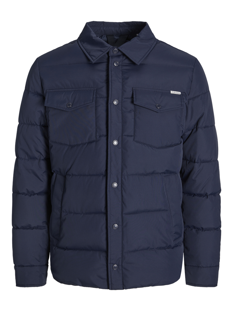 JACK & JONES NAVY HOODED PUFFER JACKET