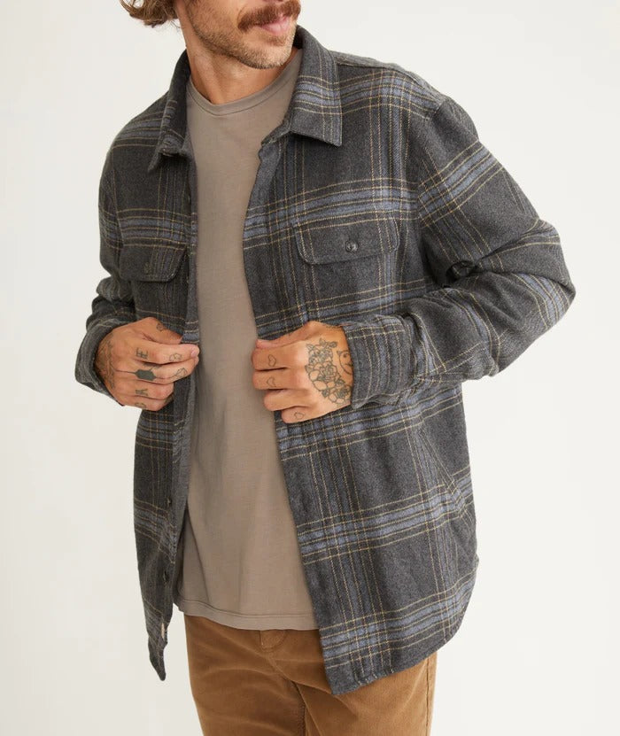Wholesale,Marine Layer, Marine Layer Grey Plaid Long Sleeve Signature Lined Camping Shirt, Grey, Medium-45-TagM