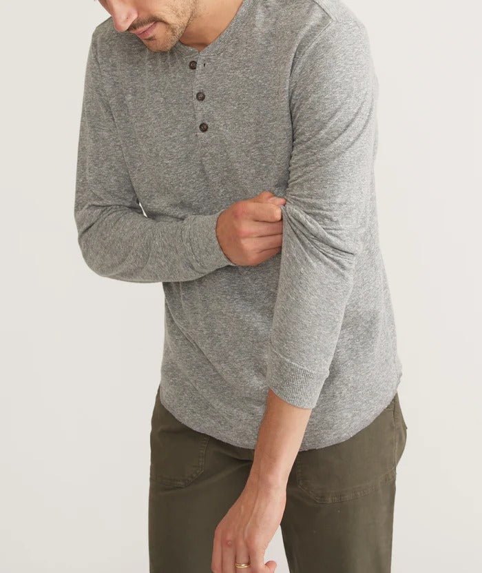 Wholesale,Marine Layer, Marine Layer Heather Grey Long Sleeve Double Knit Henley, Grey, Extra Extra Large-50-TagXXL