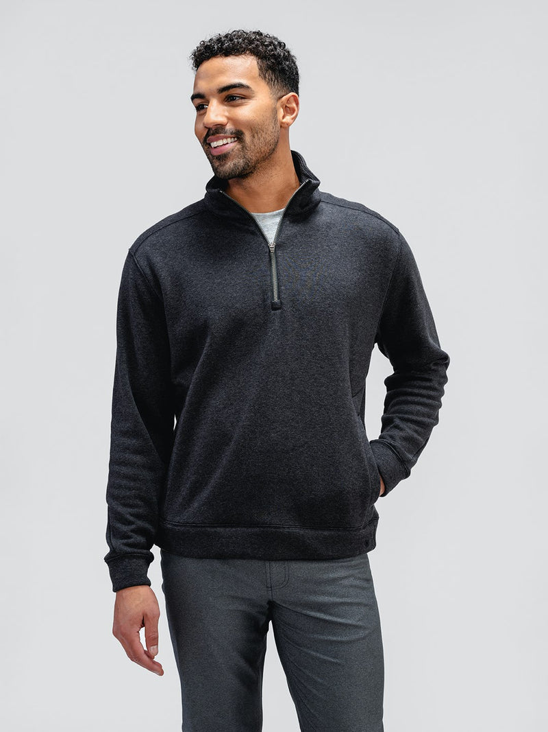 Ministry of Supply Black Tweed 1/4 Zip Pullover