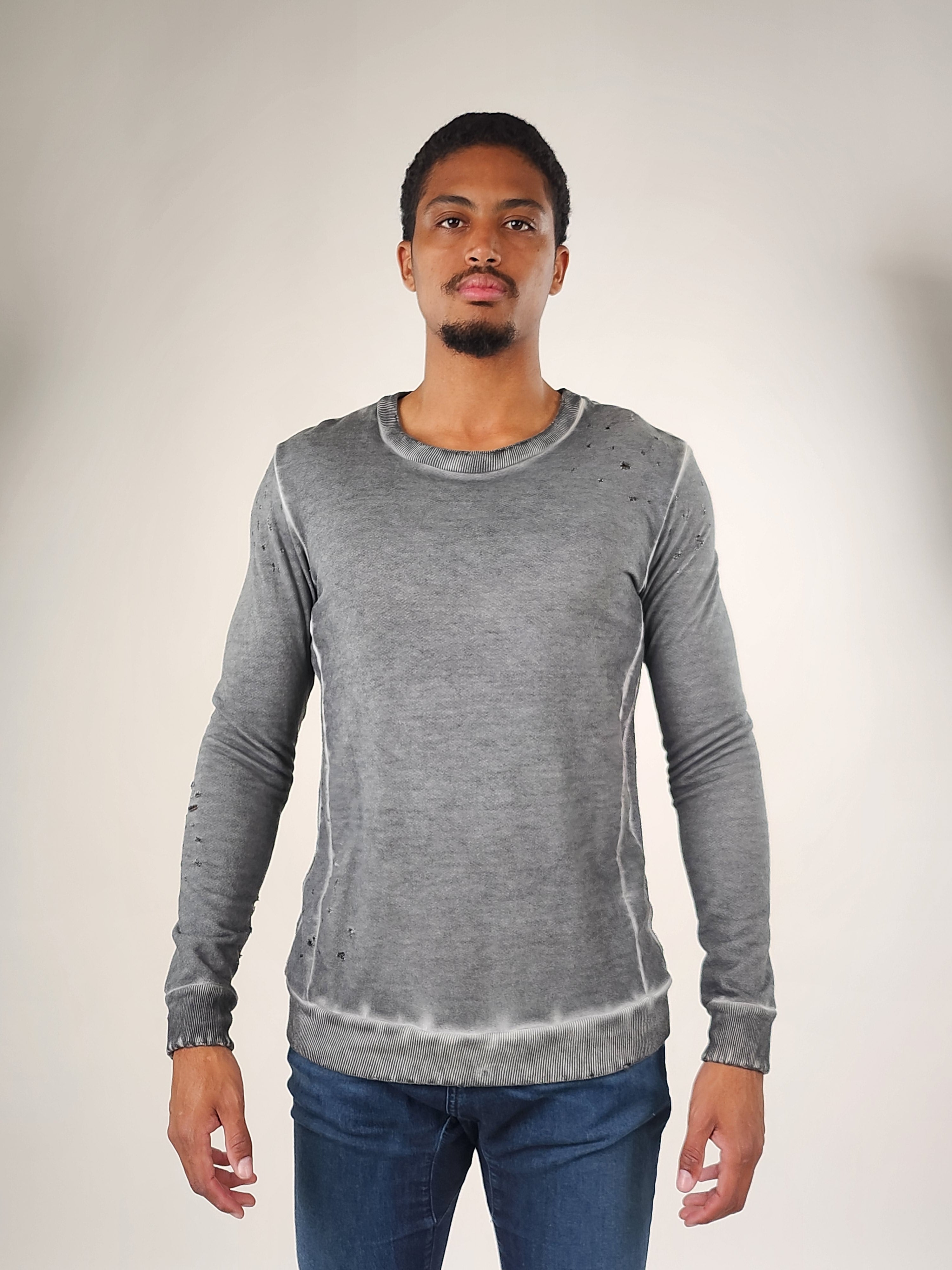 Wholesale,Reesedeluca, Reese De Luca Gray Long Sleeve T-Shirt, Grey, Medium-42-TagM