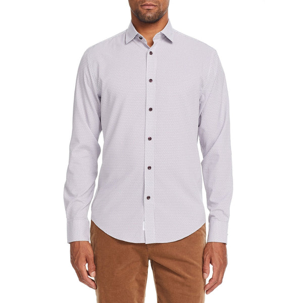 Brooklyn Brigade Light Tan With Mini Diamond Print Performance Button Up Shirt