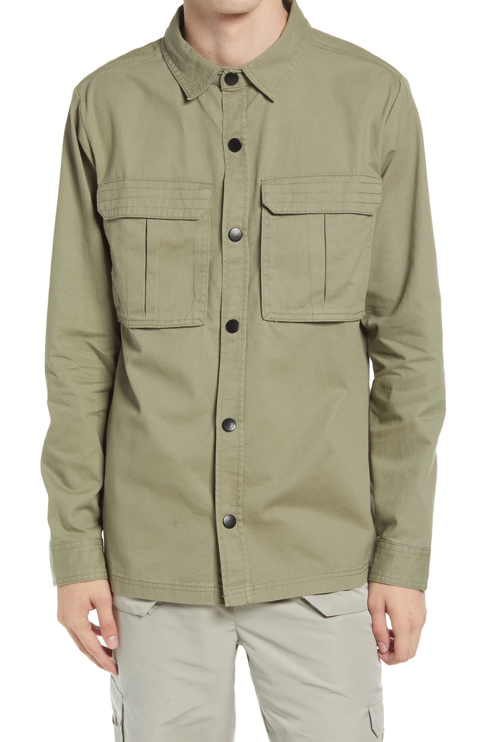 NORDSTROM RACK, Native Youth Apparel Olive Shacket, Green, Medium-44-TagM