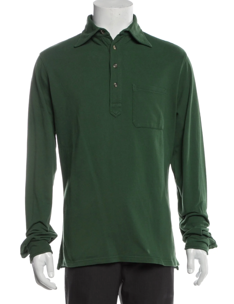 RealReal,Berg & Berg, Berg & Berg Green Long Sleeve Polo Shirt, Green, Medium-41-TagXL