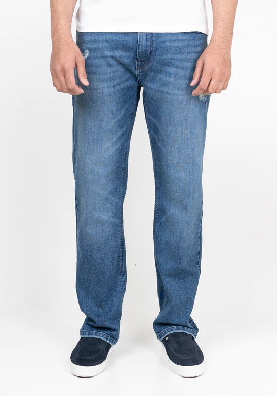 Wholesale,Brisk, Brisk Medium Blue Slim Straight Comfort Stretch Jeans, Blue, 34W-34L-Tag32