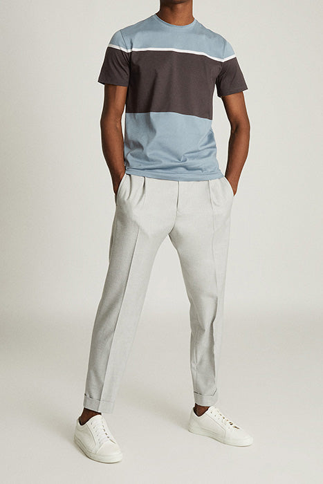 Otrium,Reiss, Reiss Blue/ Black Stripe Crewneck Short Sleeve Tee, Blue, Medium-42-TagM