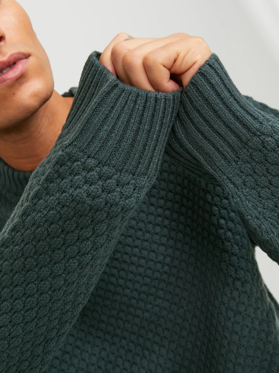 Wholesale,Jack & Jones, Jack & Jones Forest Green Knit Crewneck Sweater, Green, Small-40-TagSMedium-44-TagMMedium-42-TagMLarge-45-TagLExtra Large-47-TagXLExtra Extra Large-49-TagXXL