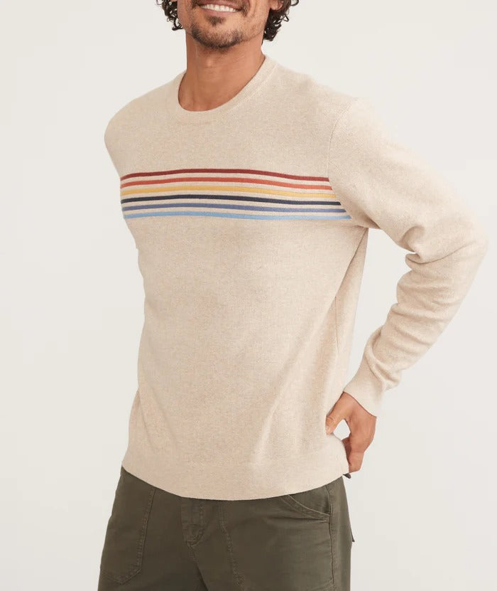 Marine Layer Oatmeal Stripe Long Sleeve Thompson Sweater